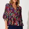 Top In Black Multi Floral
