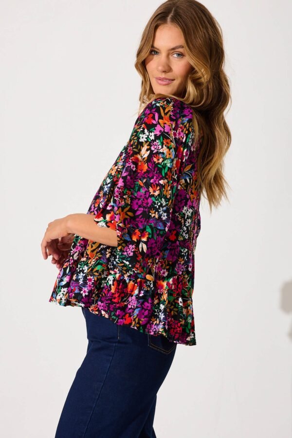 Top In Black Multi Floral