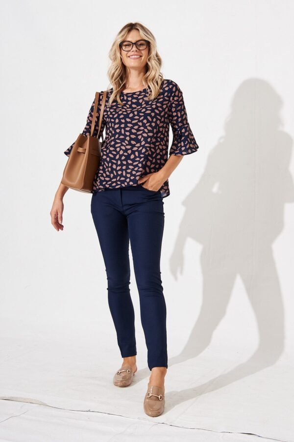 Top in Navy with Rust Leaf