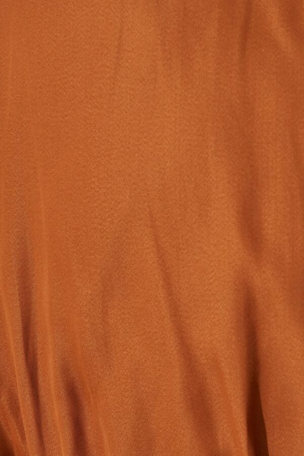 V Neck Top in Rust Satin