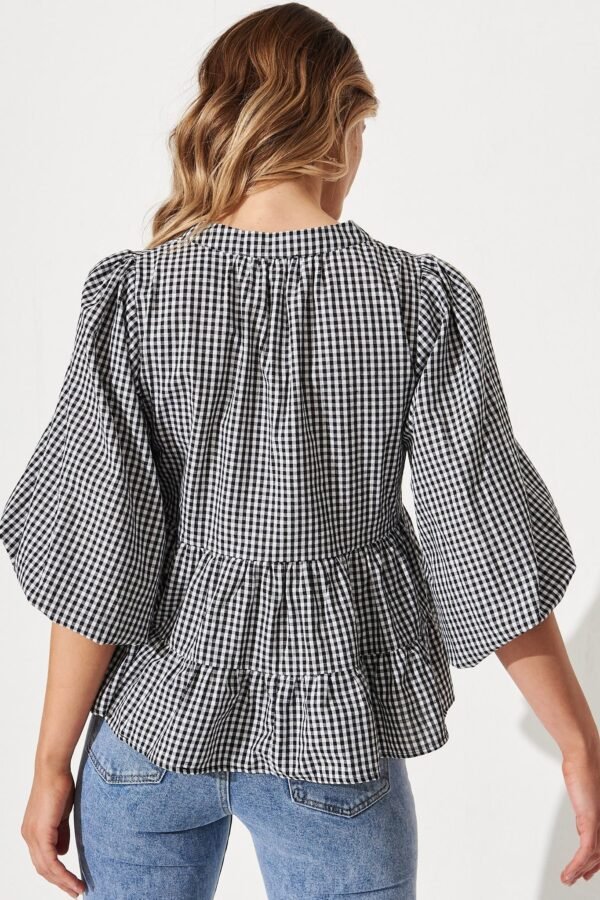 Top In Black And White Gingham Cotton