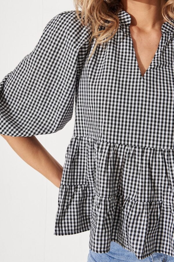 Top In Black And White Gingham Cotton