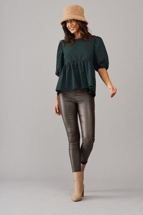 Top In Emerald Cotton Linen