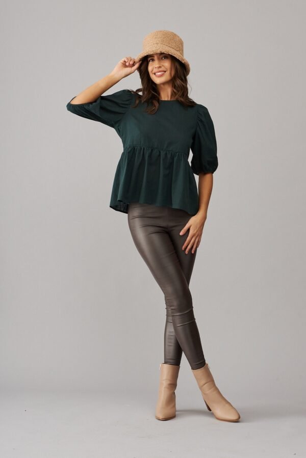 Top In Emerald Cotton Linen