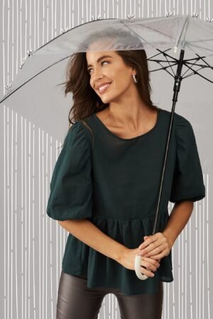 Top In Emerald Cotton Linen