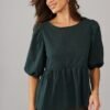 Top In Emerald Cotton Linen