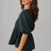 Top In Emerald Cotton Linen