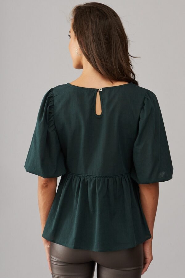 Top In Emerald Cotton Linen
