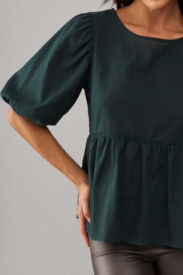 Top In Emerald Cotton Linen