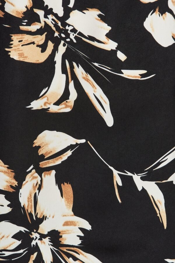 Top In Black With Beige Print