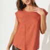 Top In Rust Linen Blend
