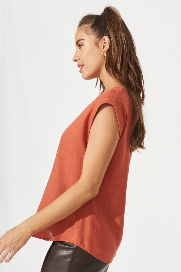 Top In Rust Linen Blend