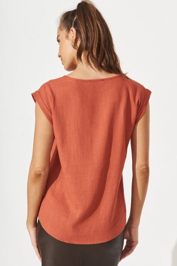 Top In Rust Linen Blend