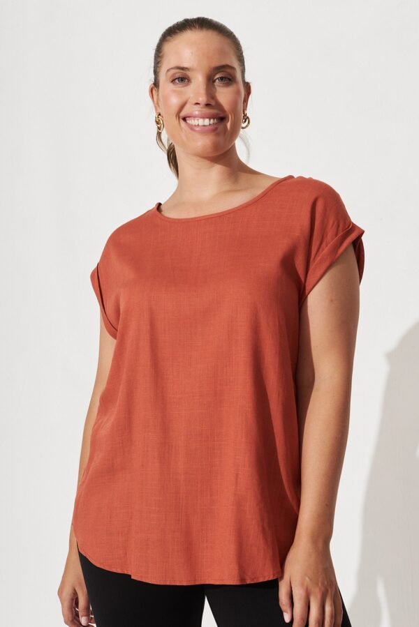 Top In Rust Linen Blend