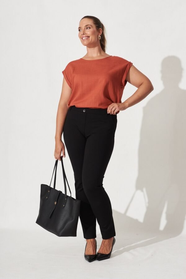 Top In Rust Linen Blend