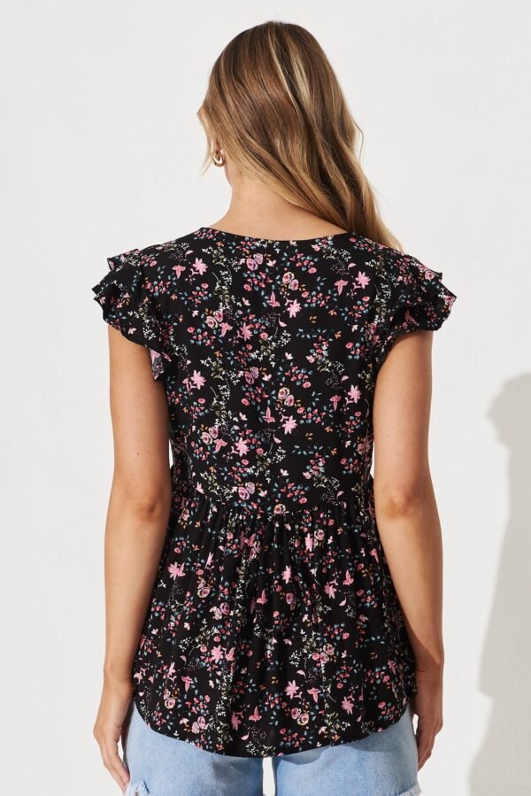Top In Black With Pink Floral