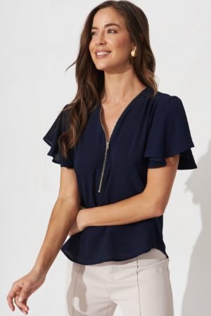 Zip Top In Navy