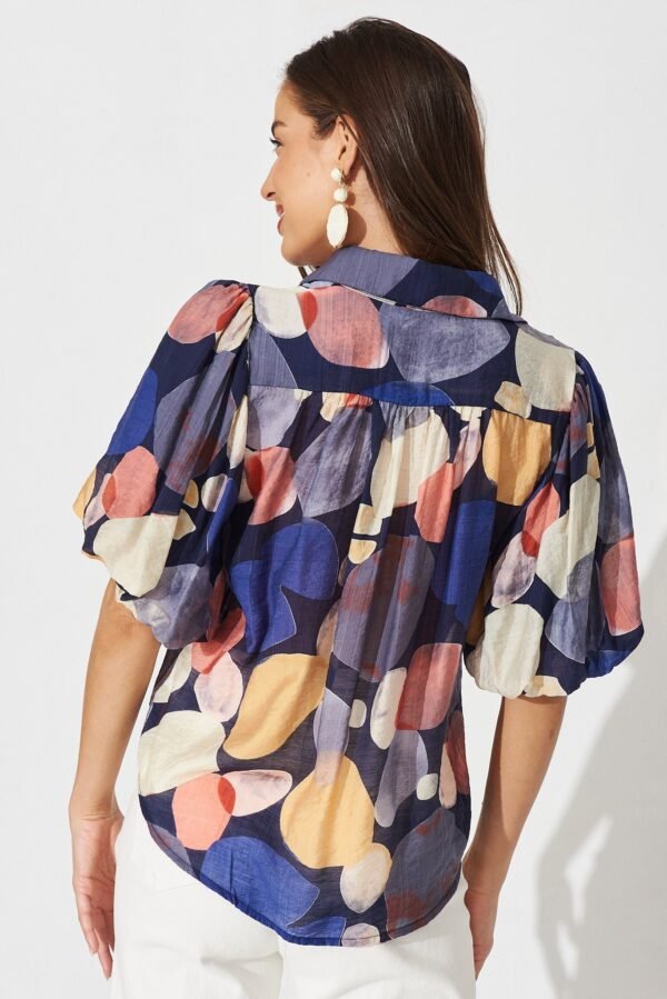 Shirt In Navy With Multi Print