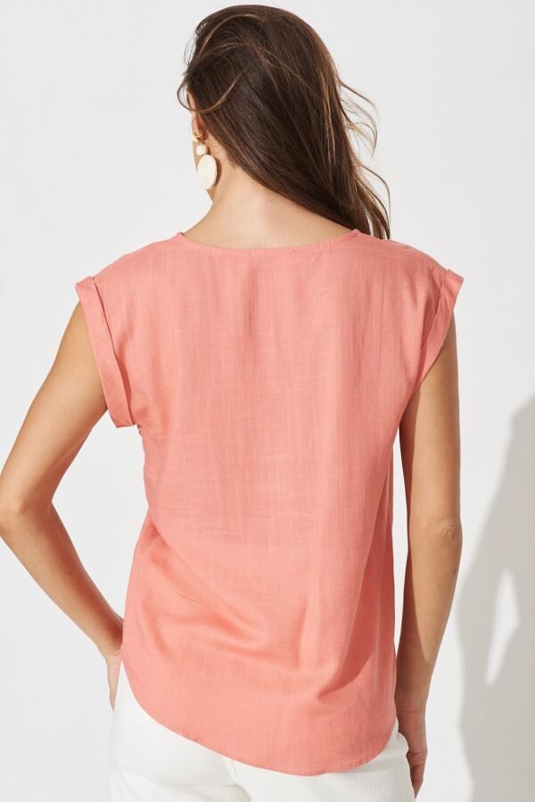 Top In Dusty Pink Linen Blend