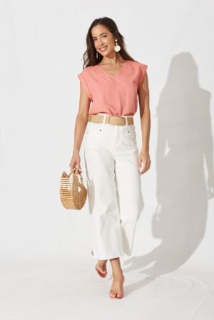 Top In Dusty Pink Linen Blend