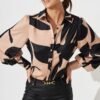 Callia Shirt In Brown With Black Print