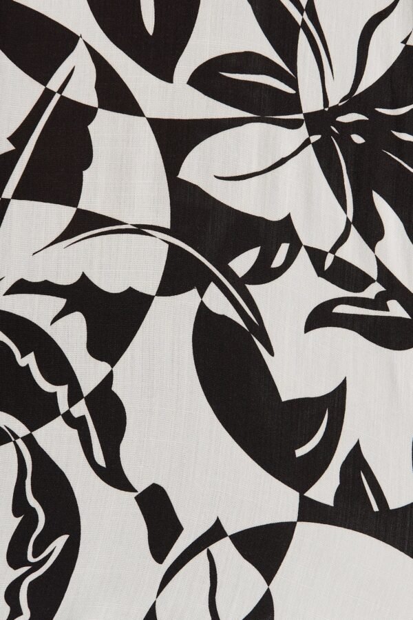 Shirt In White With Black Leaf Cotton