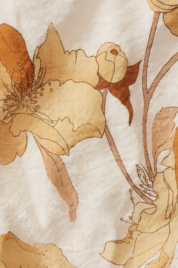 Shirt In White With Rust Floral