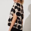 Top In Beige With Black Spot Print Cotton Blend