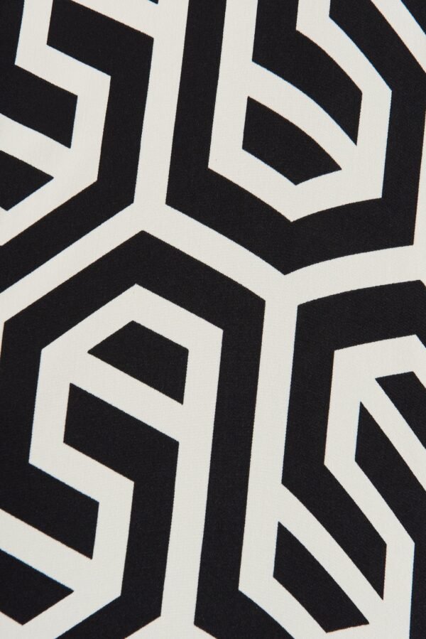 Shirt In Black With Cream Geometric Print