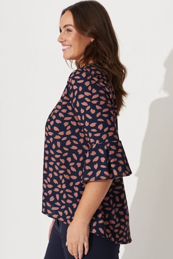 Top in Navy with Rust Leaf