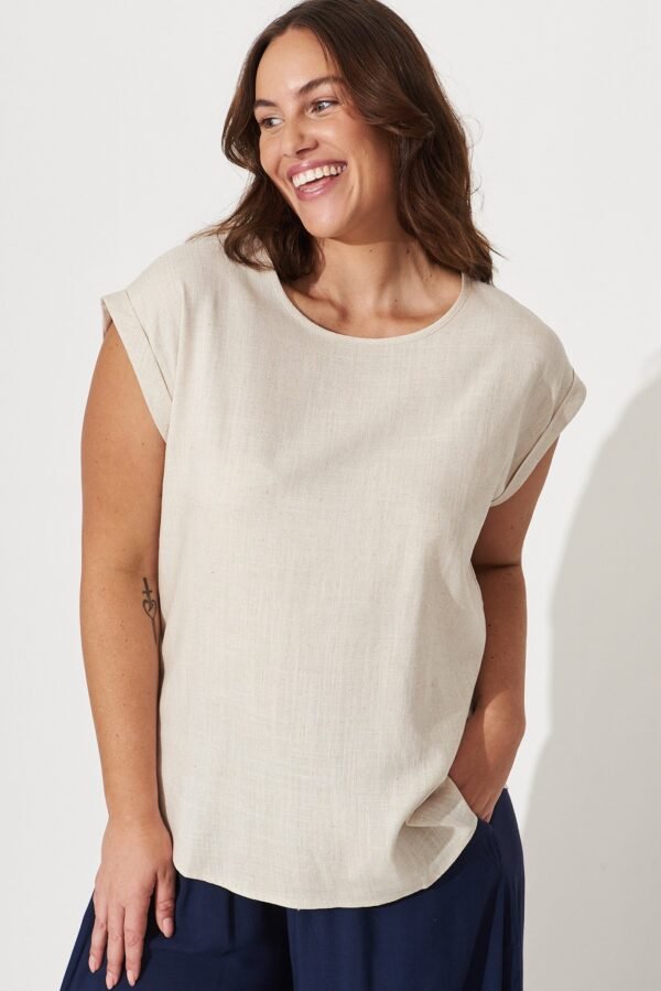 Top In Oatmeal Linen Blend