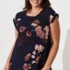 Top In Navy With Pink And Blush Floral