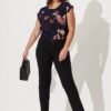 Top In Navy With Pink And Blush Floral
