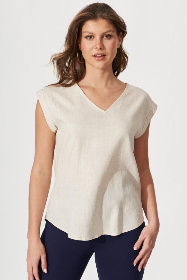 Top In Oatmeal Linen Blend