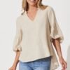 Top In Oatmeal Linen Blend