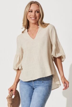Top In Oatmeal Linen Blend