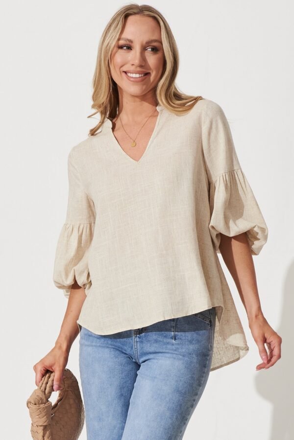 Top In Oatmeal Linen Blend