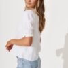 Top In White Cotton Linen Blend