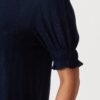 Top In Navy Cotton Linen Blend