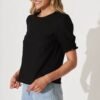 Top In Black Linen Blend