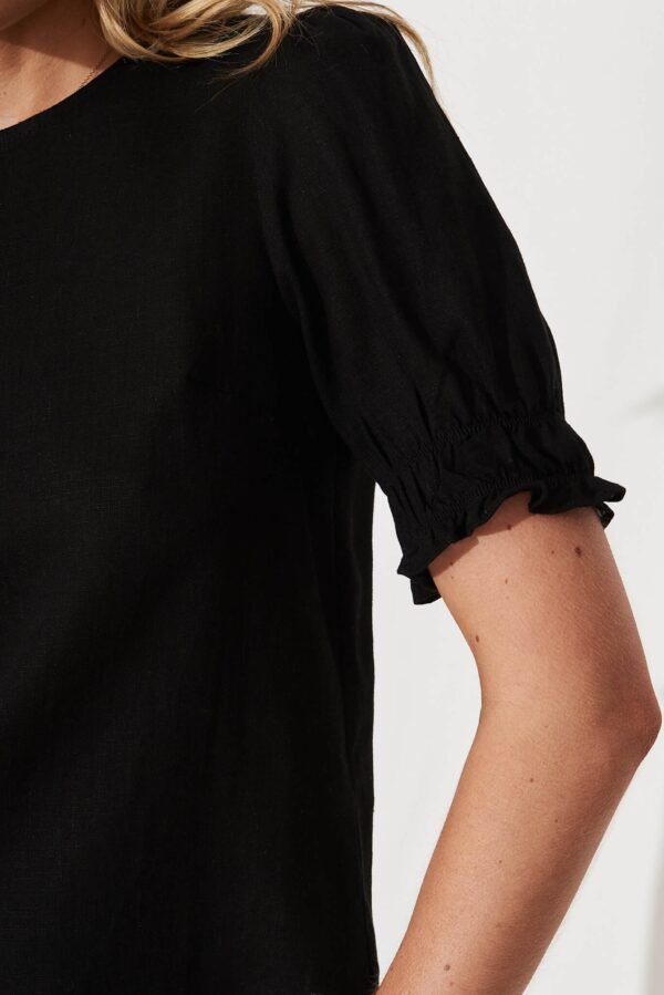 Top In Black Linen Blend