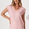 Top In Blush Linen Blend