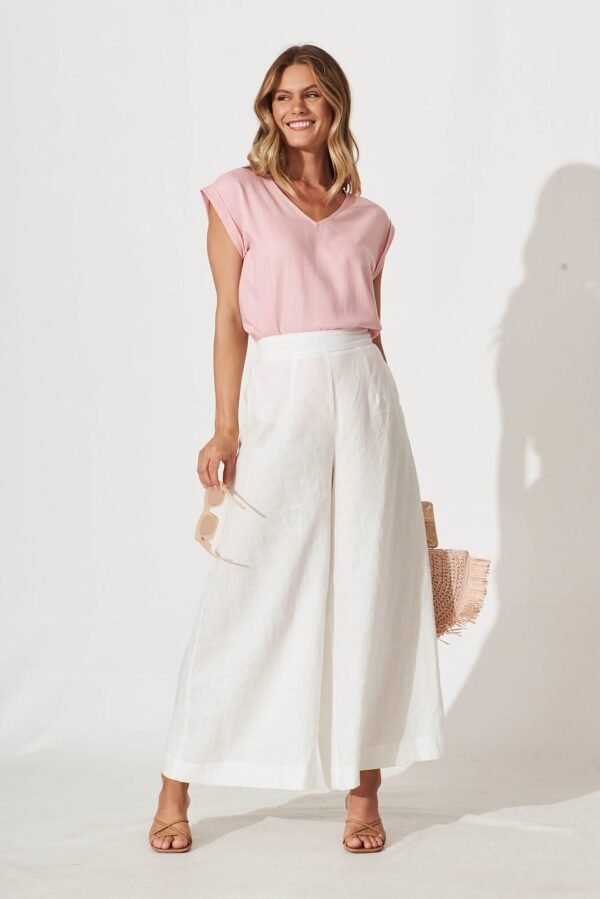 Top In Blush Linen Blend