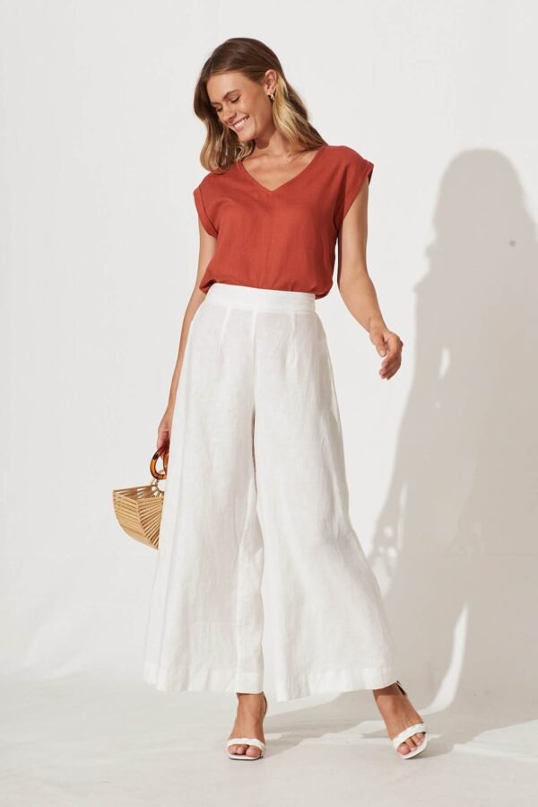 Top In Rust Linen Blend