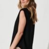 Rejina Top In Black Linen Blend