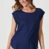 Top In Navy Linen Blend