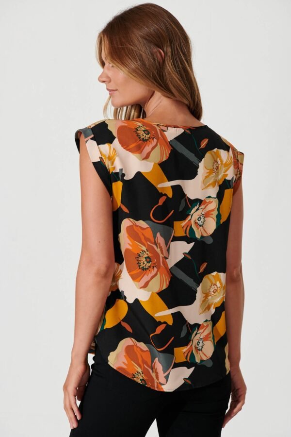 Top In Black With Rust Multi Floral
