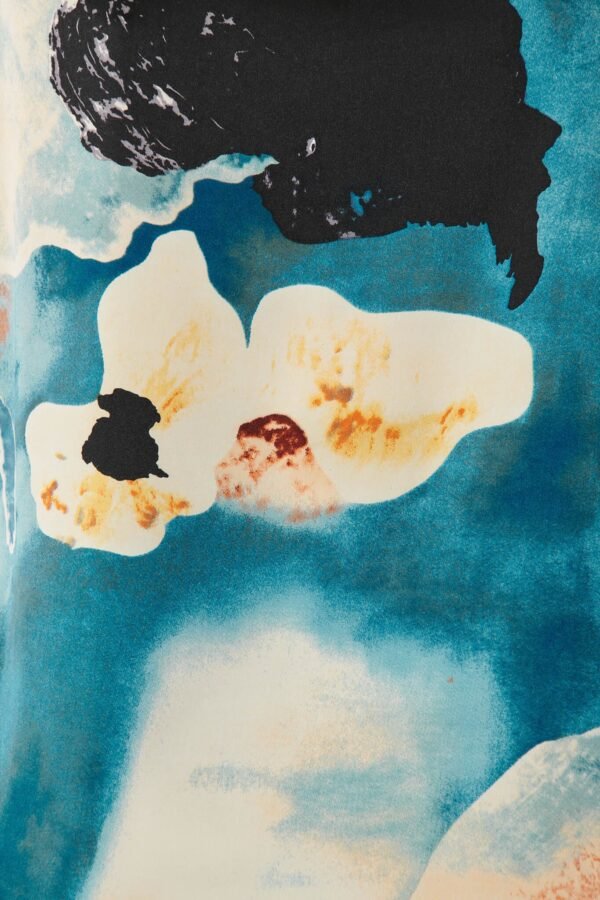 Top In Blue And Cream Watercolour Satin