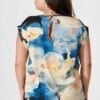 Top In Blue And Cream Watercolour Satin