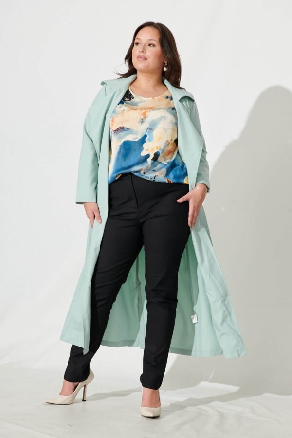 Top In Blue And Cream Watercolour Satin